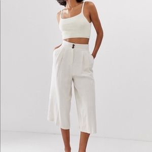 ASOS cream gutsy linen culottes 0
